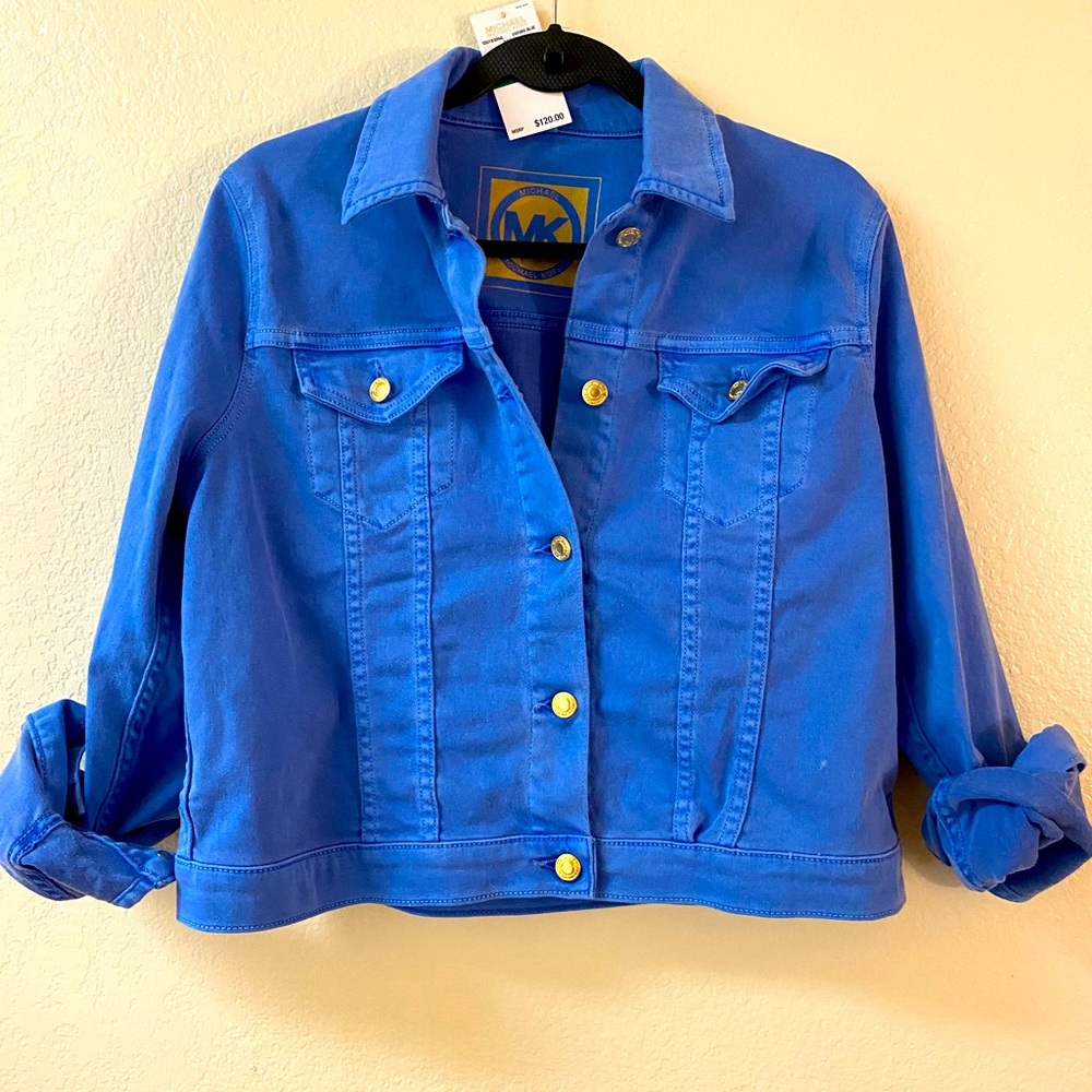 Brand New Michael Kors Periwinkle Denim jacket Lg